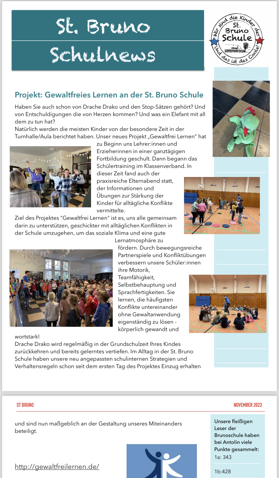 Unser regelmäßiger Newsletter informiert unsere Eltern der Schule über gelaufene Projekte. Anbei ein Auschnitt aus diesem. 